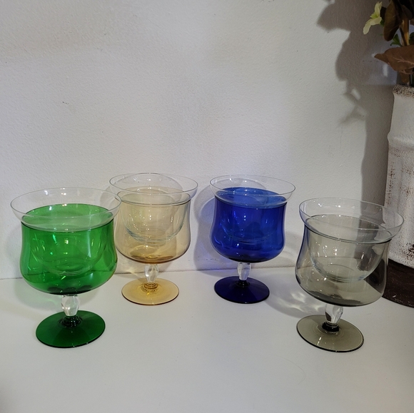 Vintage Bohemian set of 4, Shrimp Cocktail Glasses with Insert - Picture 9 of 9